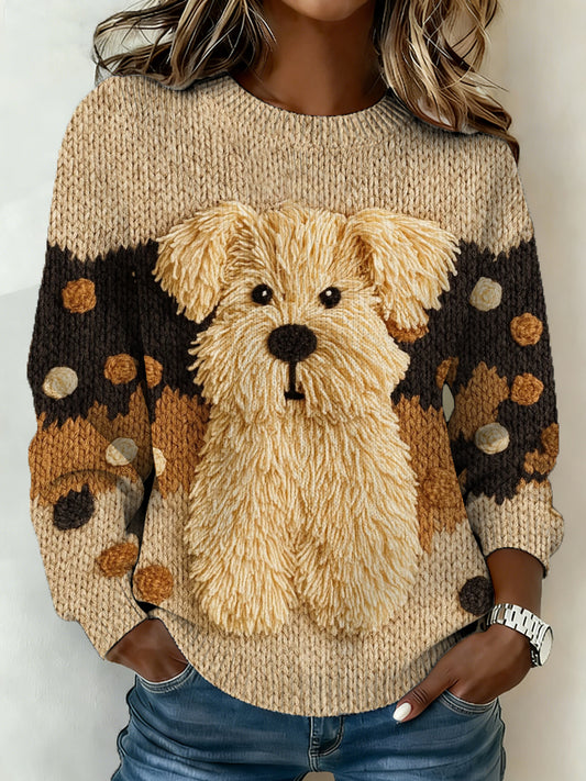 Kvinders søde hund Print Casual SweaterComment