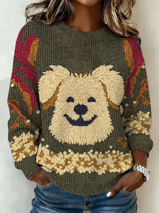Kvinders søde hund Print Casual SweaterComment