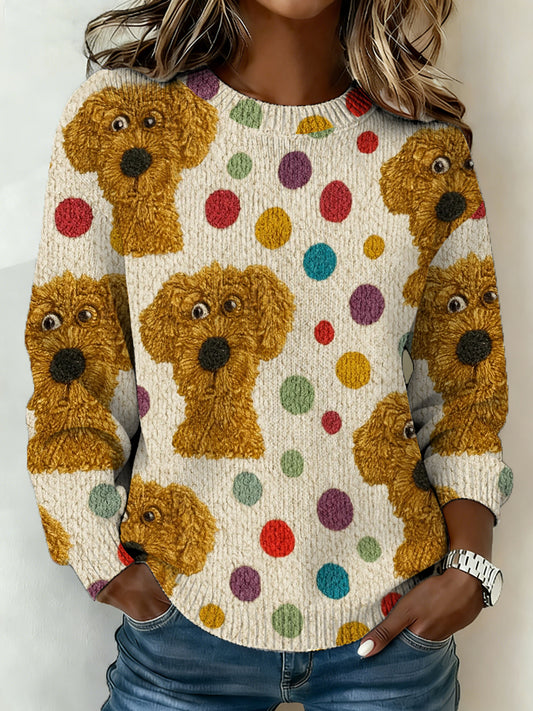 Kvinders søde hunde Print Casual Sweater Print