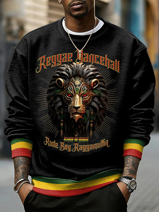 Mænds reggae musik inspireret Løve Print Sweatshirt