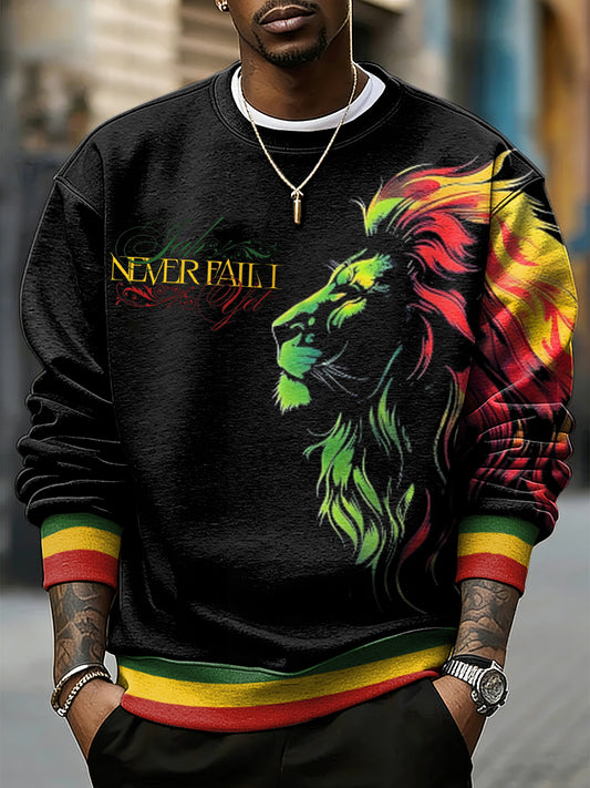 Mænds reggae musik inspireret Løve Print Sweatshirt