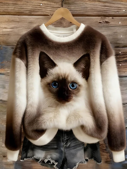 Kvinders Retro Animal Art Print Komfortable Flannel øverst