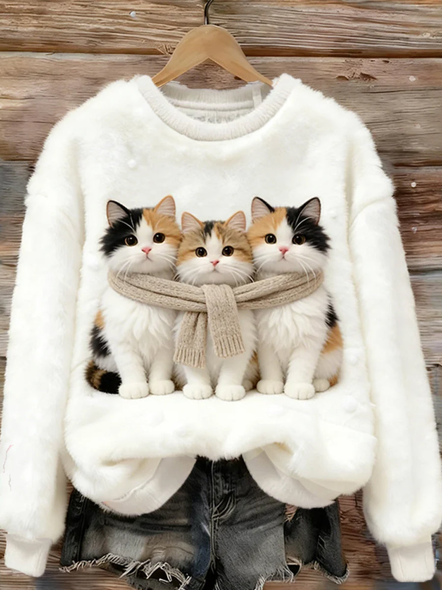 Kvinders Retro Animal Art Print Komfortable Flannel øverst