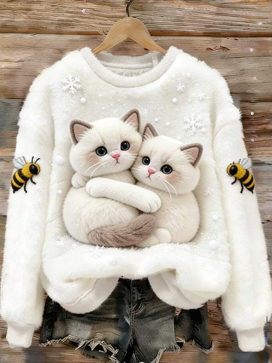 Kvinders Retro Animal Art Print Komfortable Flannel øverst