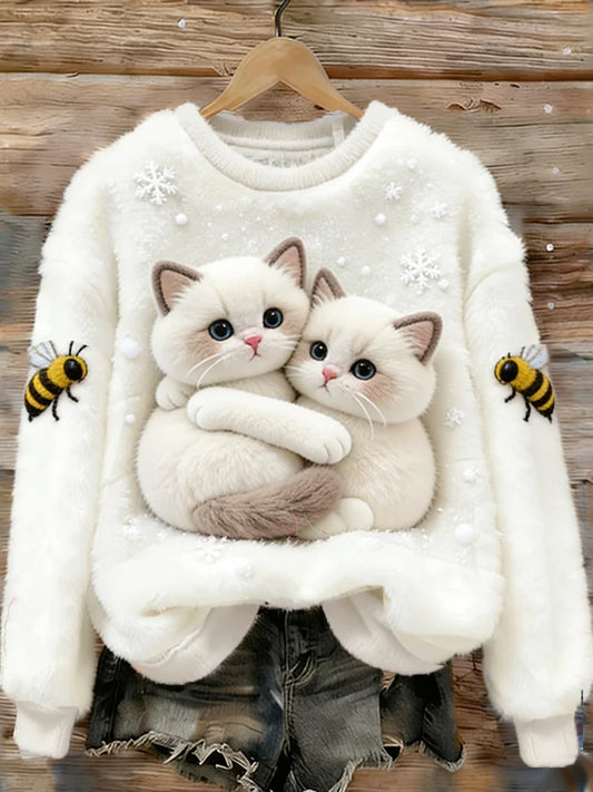 Kvinders Retro Animal Art Print Komfortable Flannel øverst