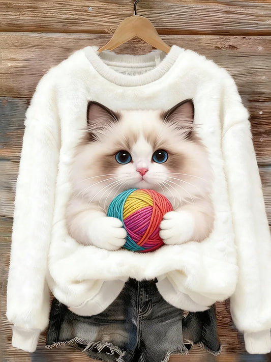 Kvinders Retro Animal Art Print Komfortable Flannel øverst