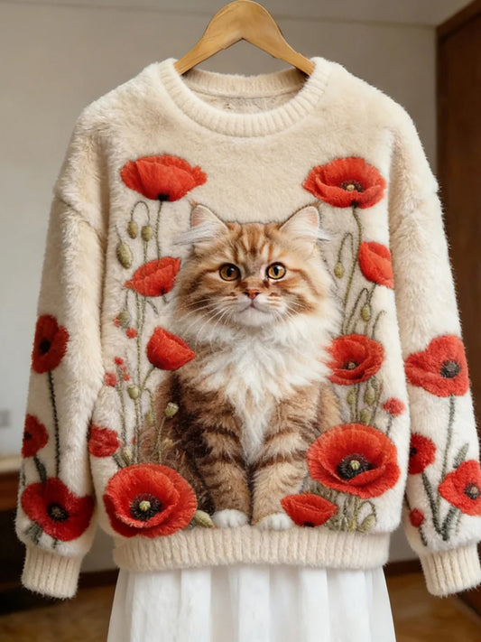 Kvinders Retro Animal Art Print Komfortable Flannel øverst