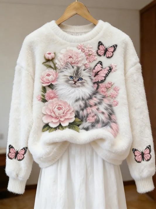 Kvinders Retro Animal Art Print Komfortable Flannel øverst