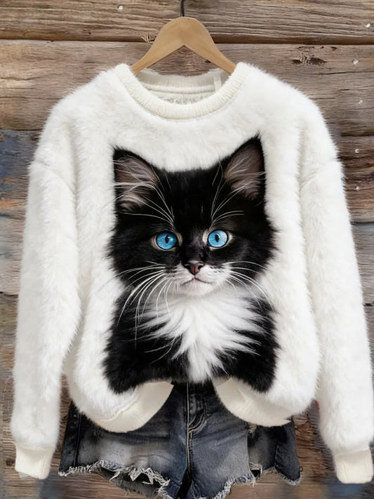 Kvinders Retro Animal Art Print Komfortable Flannel øverst