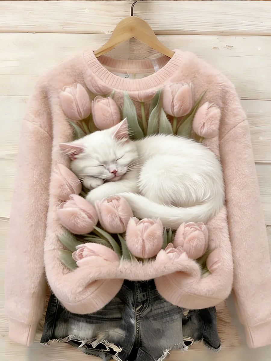 Kvinders Retro Animal Art Print Komfortable Flannel øverst