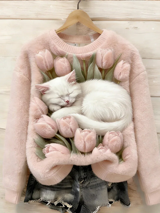 Kvinders Retro Animal Art Print Komfortable Flannel øverst