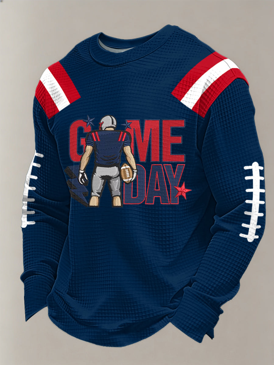 Mænds Patriots Fodbold Spildag Print Fodbold Fans Gave Casual Waffle Sweatshirt