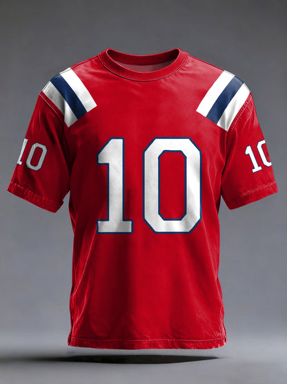 Mænds maj 10 Patriots Fodbold spildag Print Fodbold Fans Gave Casual Tee