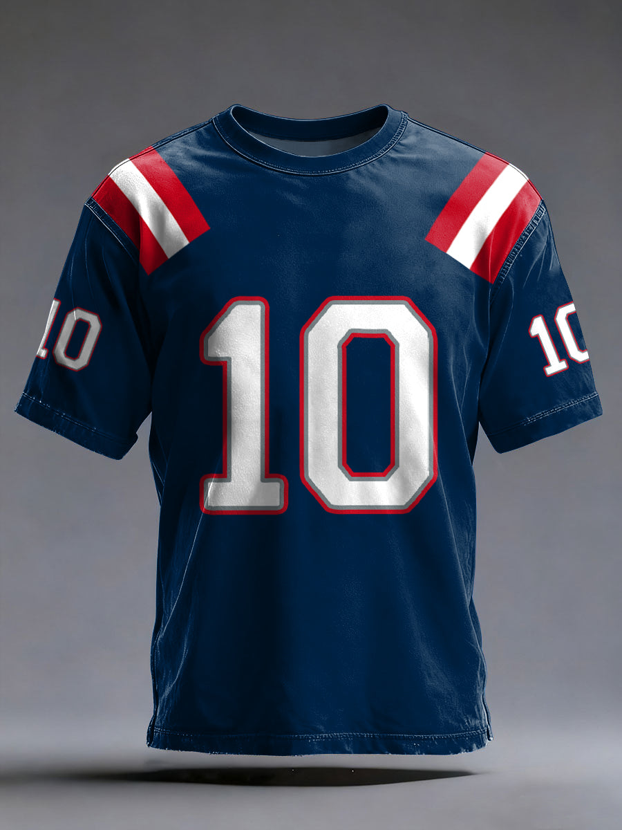 Mænds maj 10 Patriots Fodbold spildag Print Fodbold Fans Gave Casual Tee