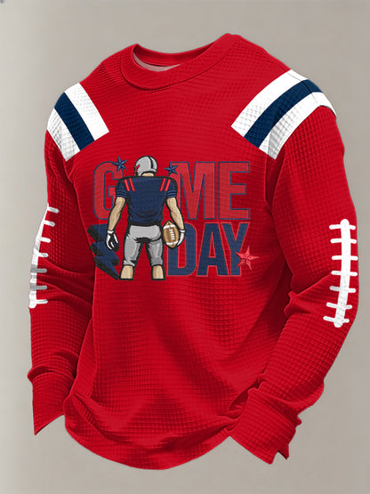 Mænds Patriots Fodbold Spildag Print Fodbold Fans Gave Casual Waffle Sweatshirt