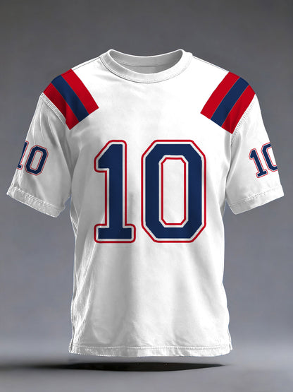 Mænds maj 10 Patriots Fodbold spildag Print Fodbold Fans Gave Casual Tee