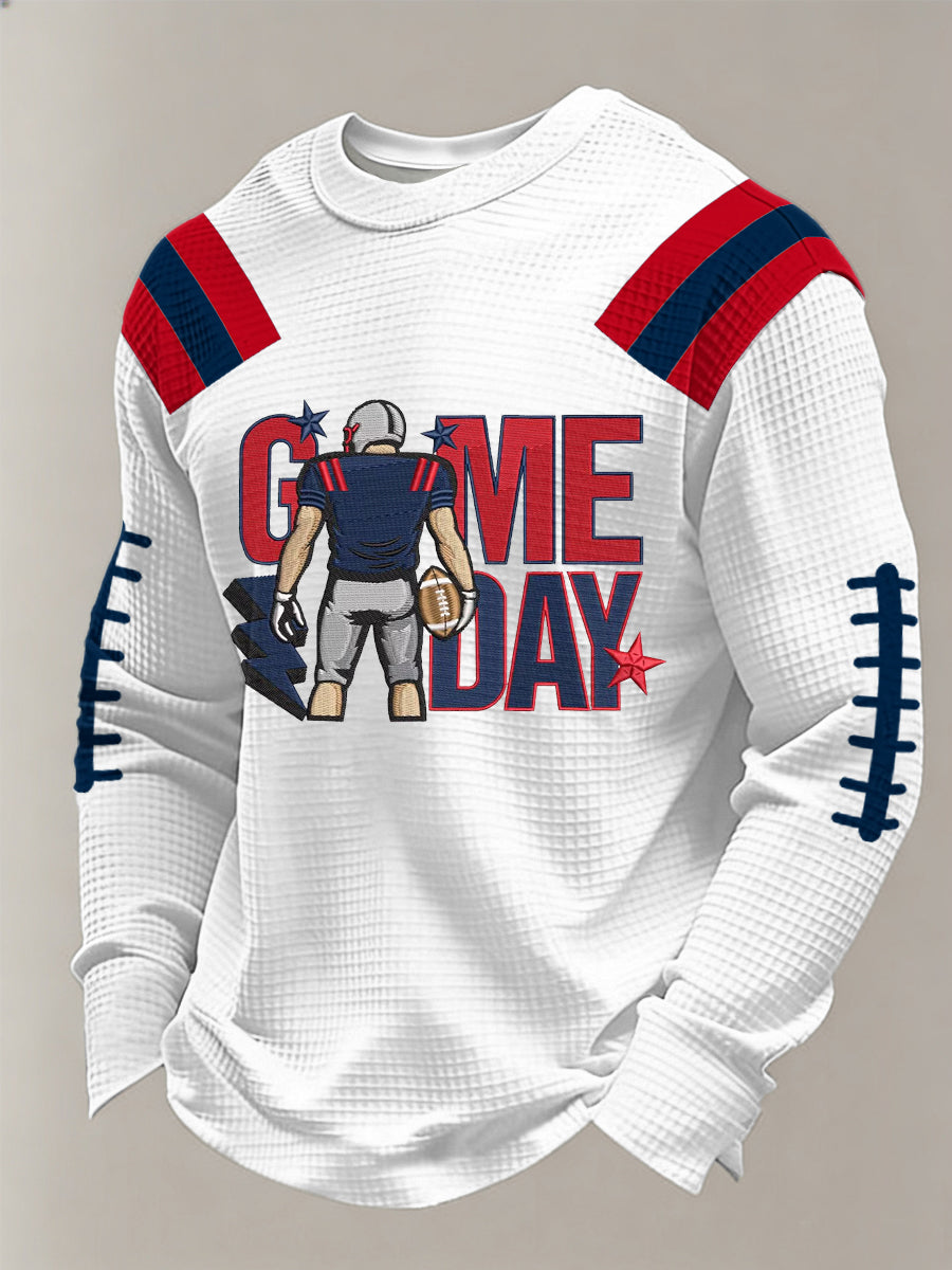 Mænds Patriots Fodbold Spildag Print Fodbold Fans Gave Casual Waffle Sweatshirt