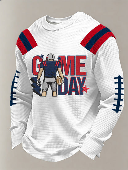 Mænds Patriots Fodbold Spildag Print Fodbold Fans Gave Casual Waffle Sweatshirt