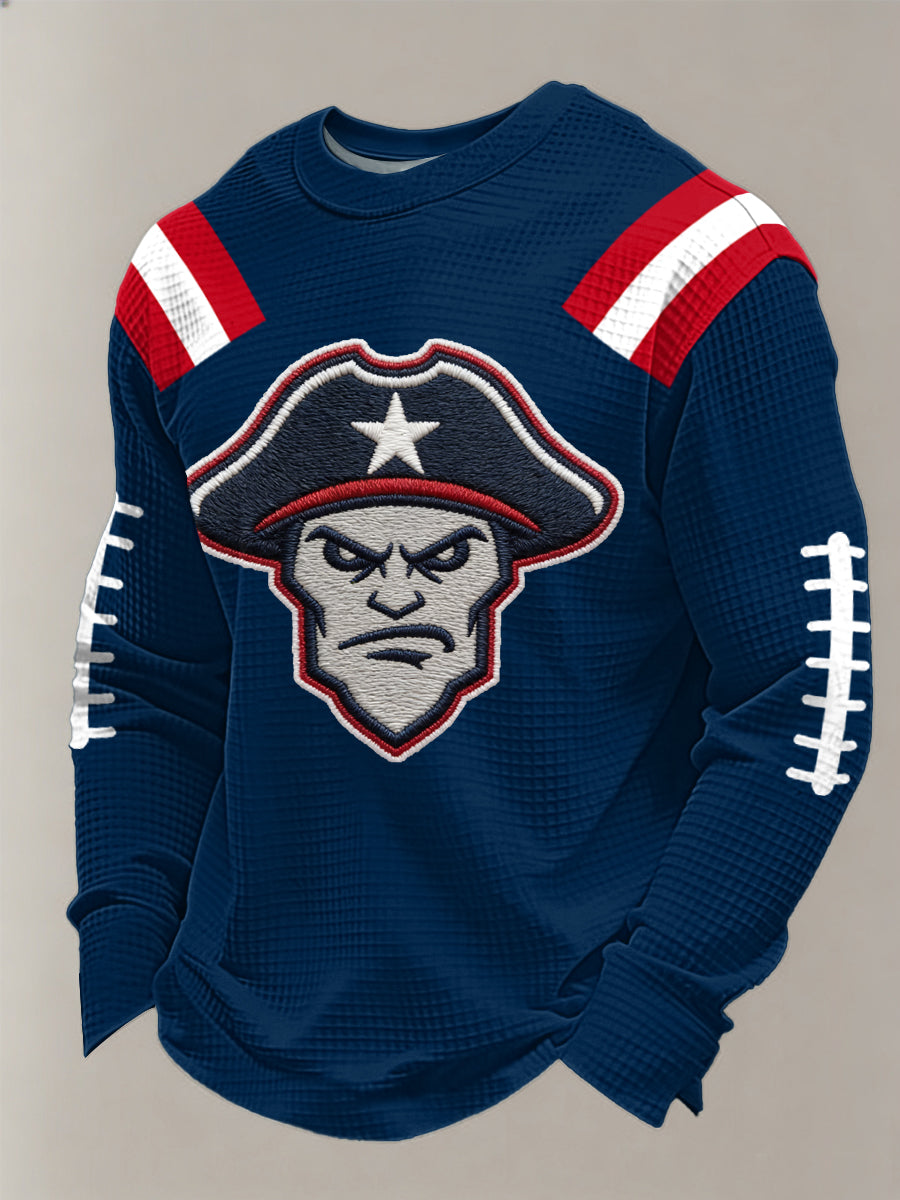 Mænds Patriots Fodbold Spildag Print Fodbold Fans Gave Casual Waffle Sweatshirt