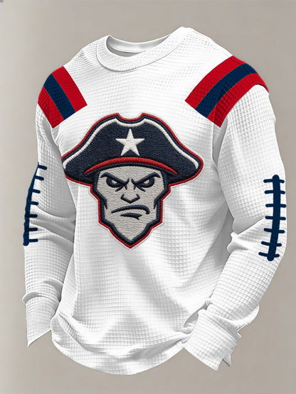 Mænds Patriots Fodbold Spildag Print Fodbold Fans Gave Casual Waffle Sweatshirt