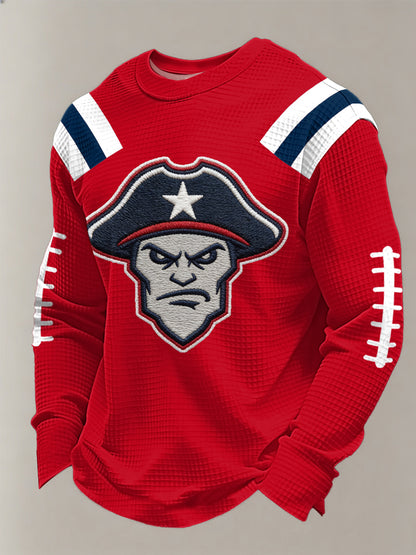 Mænds Patriots Fodbold Spildag Print Fodbold Fans Gave Casual Waffle Sweatshirt