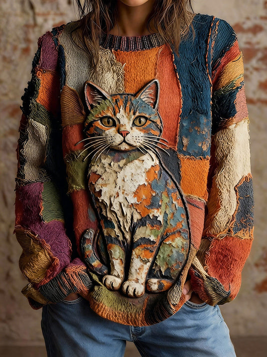 Kvinders kat Print Vintage topper