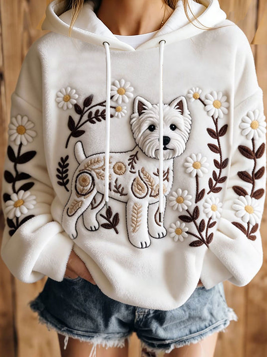 Kvinders hund kunst print Casual Hoodie Print
