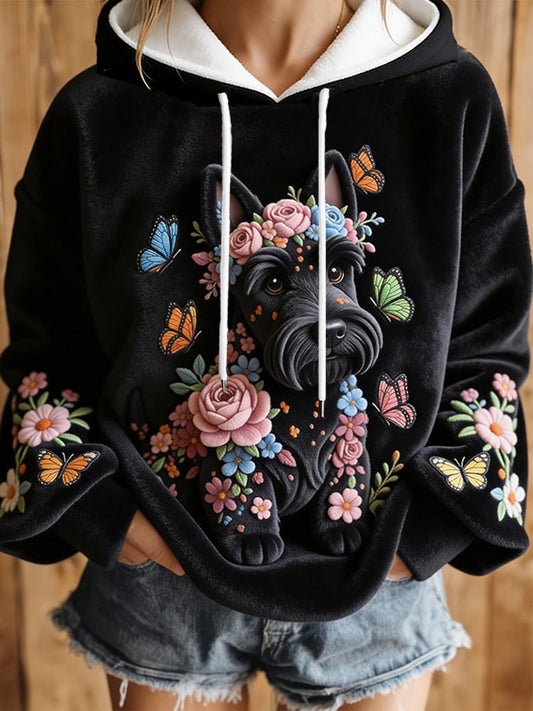 Kvinders hund kunst print Casual Hoodie Print