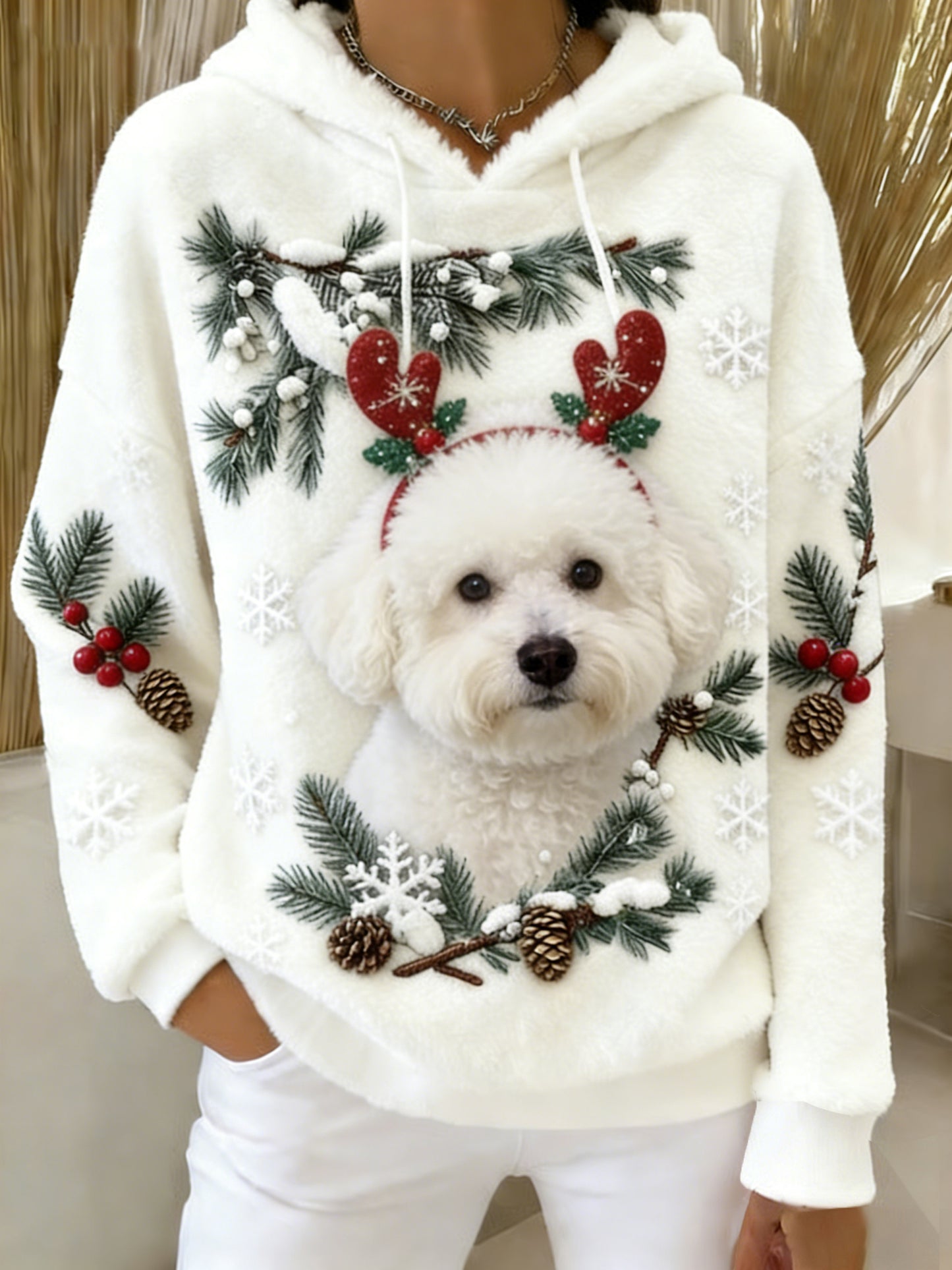 Kvinders Retro Animal Art Print Komfortable Flannel Hooded sweatshirt