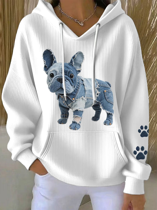 Kvinders dejlige franske Bulldog Patchwork Art Hoodie