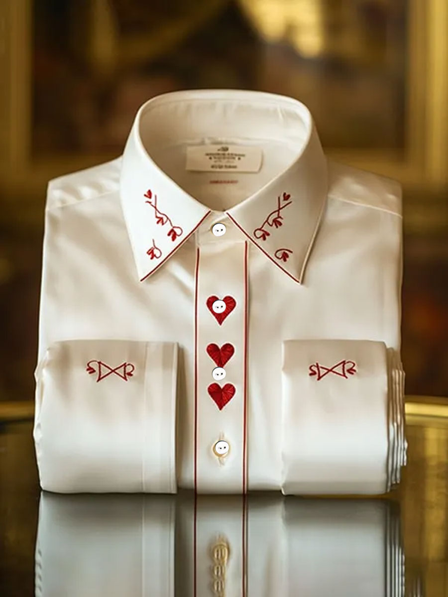 Mænds Luksus Business Style Valentinsdag Heart Art Printed skjorte