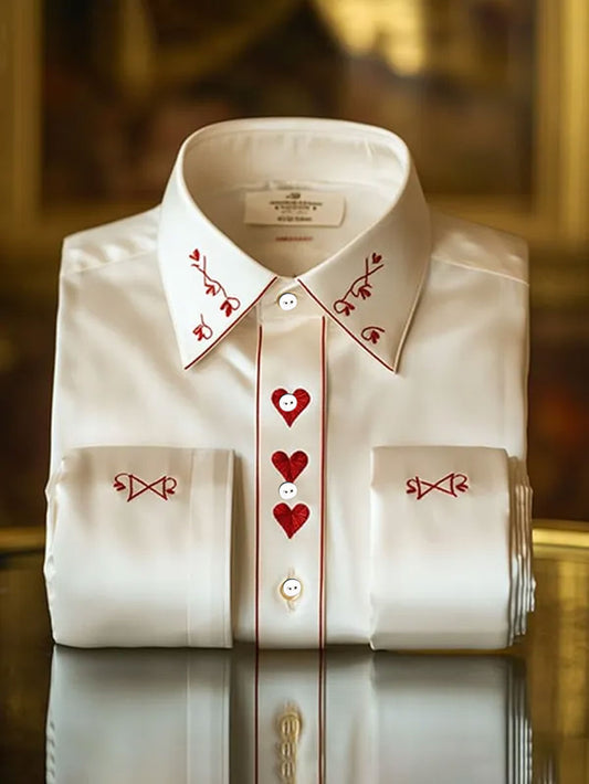 Mænds Luksus Business Style Valentinsdag Heart Art Printed skjorte