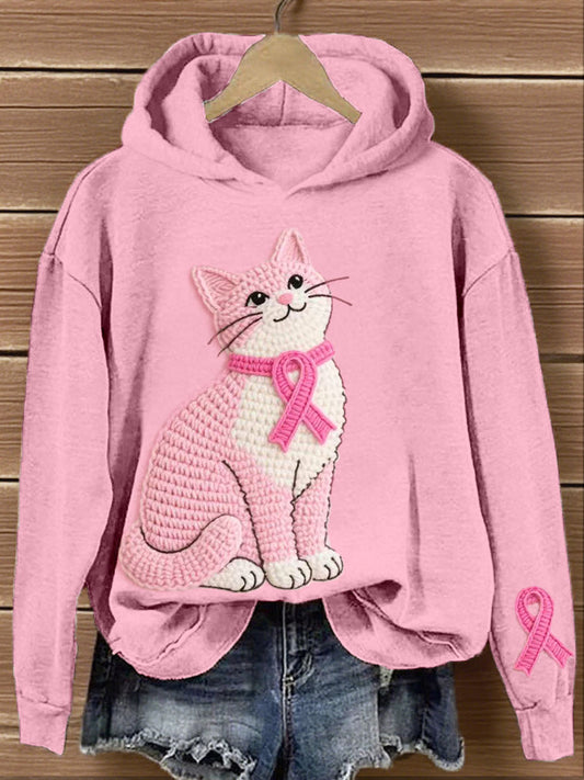 Kvinders dejlige katt Hæklet mønster Hoodie Møn