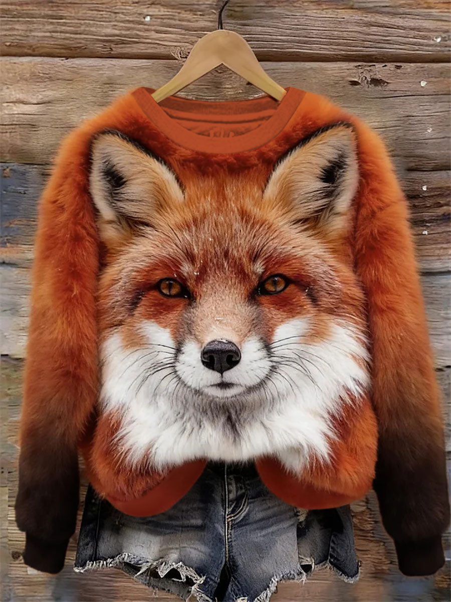 Kvinder Ræve kunst print Casual Sweatshirt