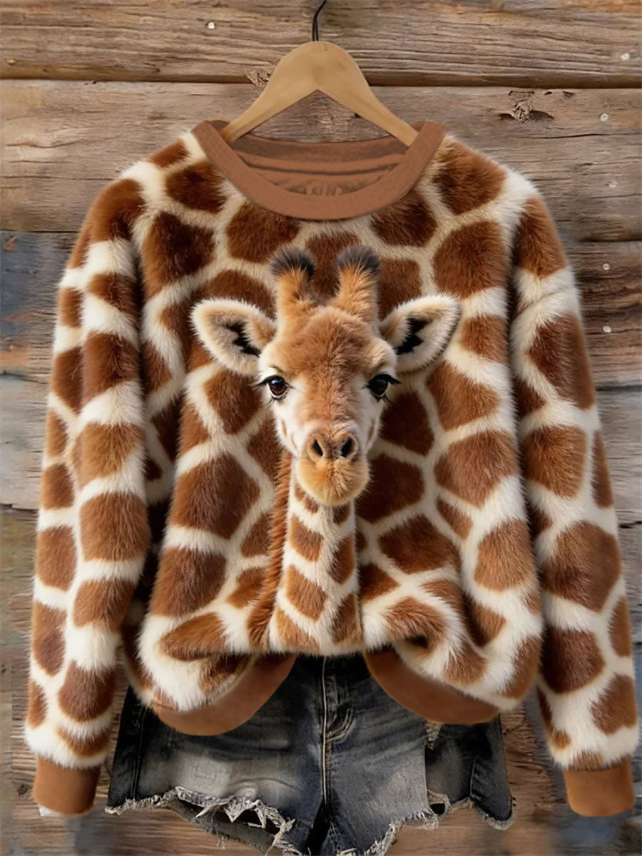 Kvinders Giraffe kunst print Casual Sweatshirt