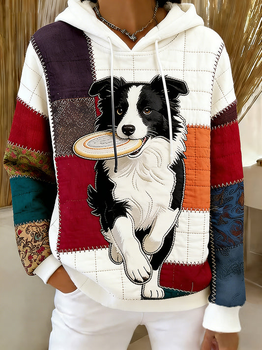 Kvinders Retro Animal Art Print Komfortable Flannel Hooded sweatshirt