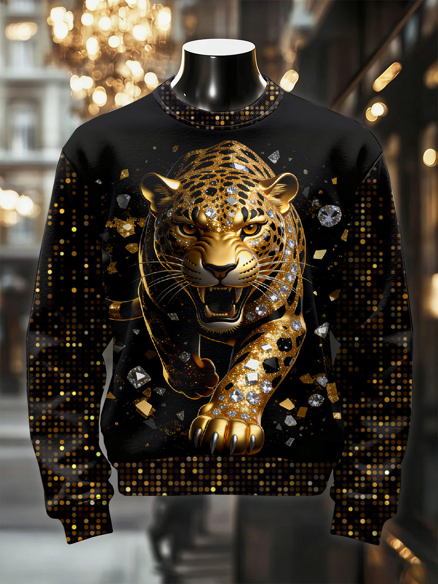 Mænds Retro Luksuriøse Leopard Print Casual Sweatshirt