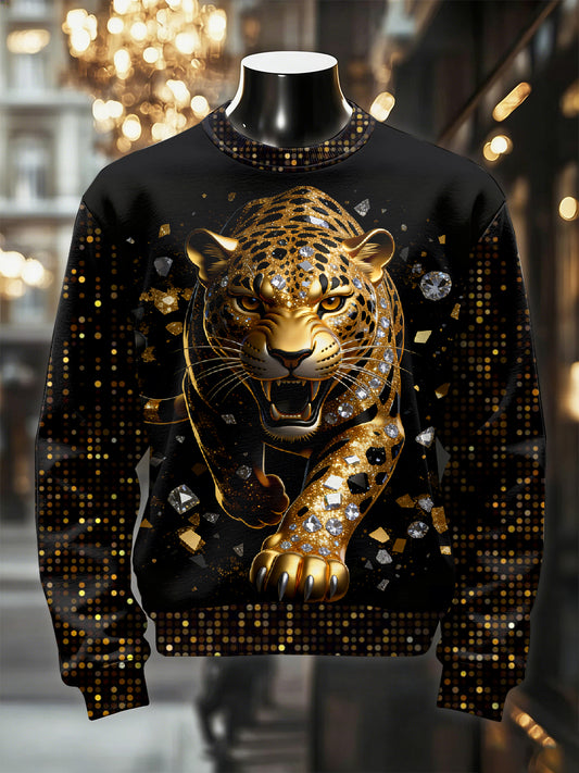 Mænds Retro Luksuriøse Leopard Print Casual Sweatshirt