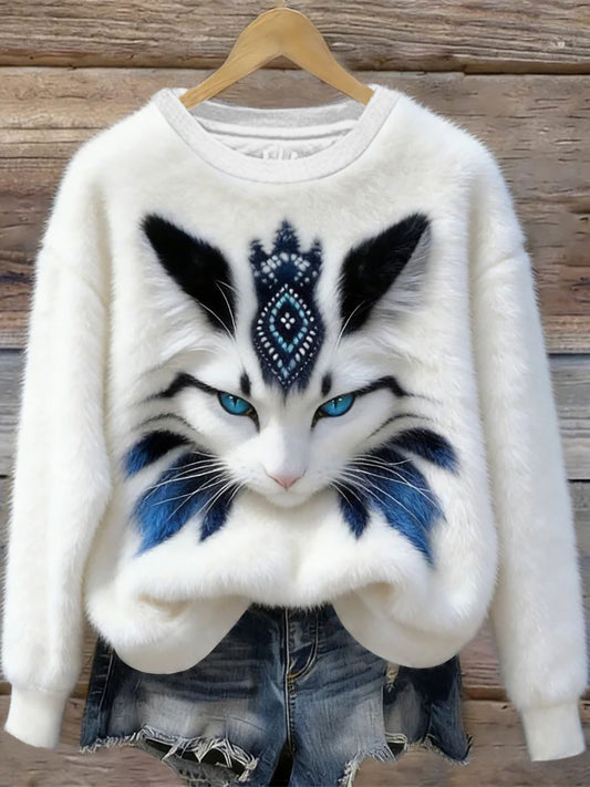 Kvinders kat kunst udskrive Casual Sweatshirt