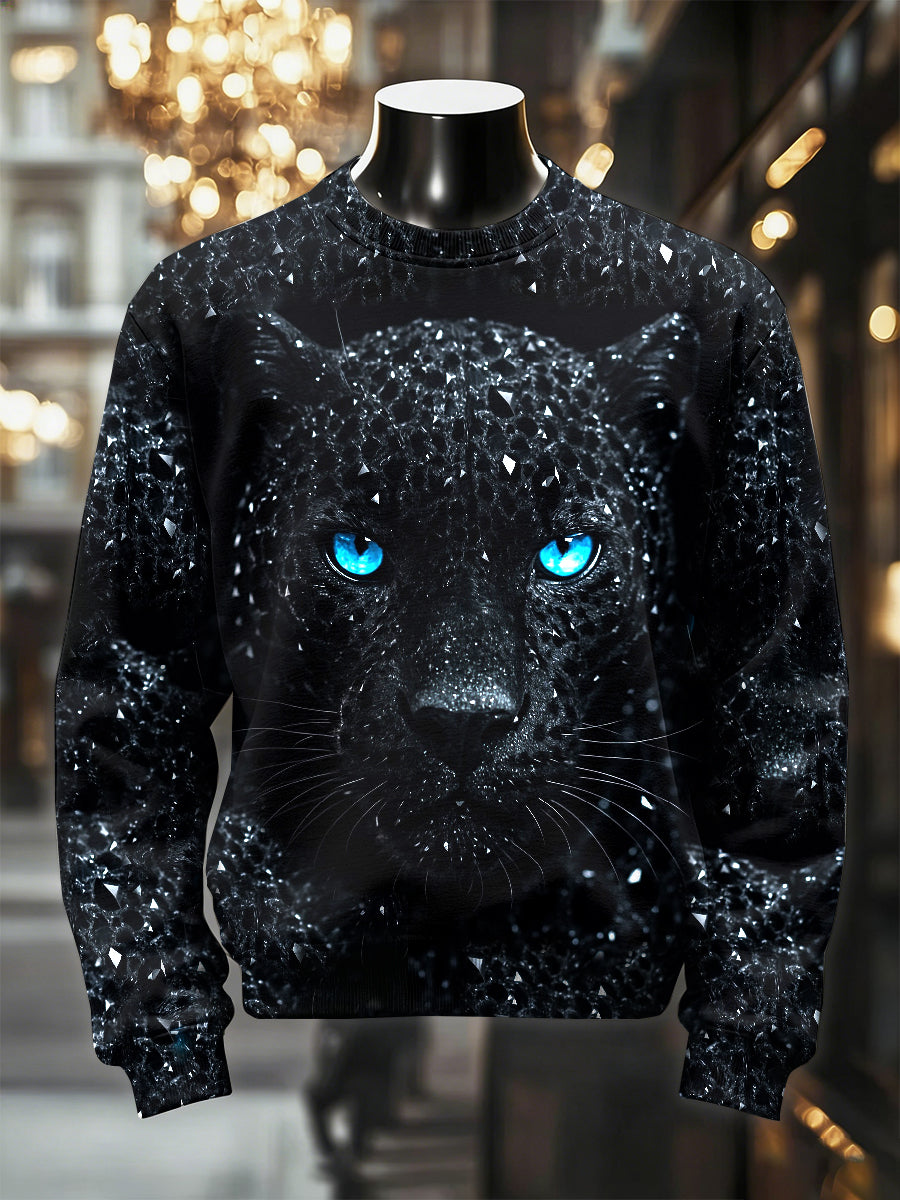 Mænds Retro Luksuriøse Leopard Print Casual Sweatshirt