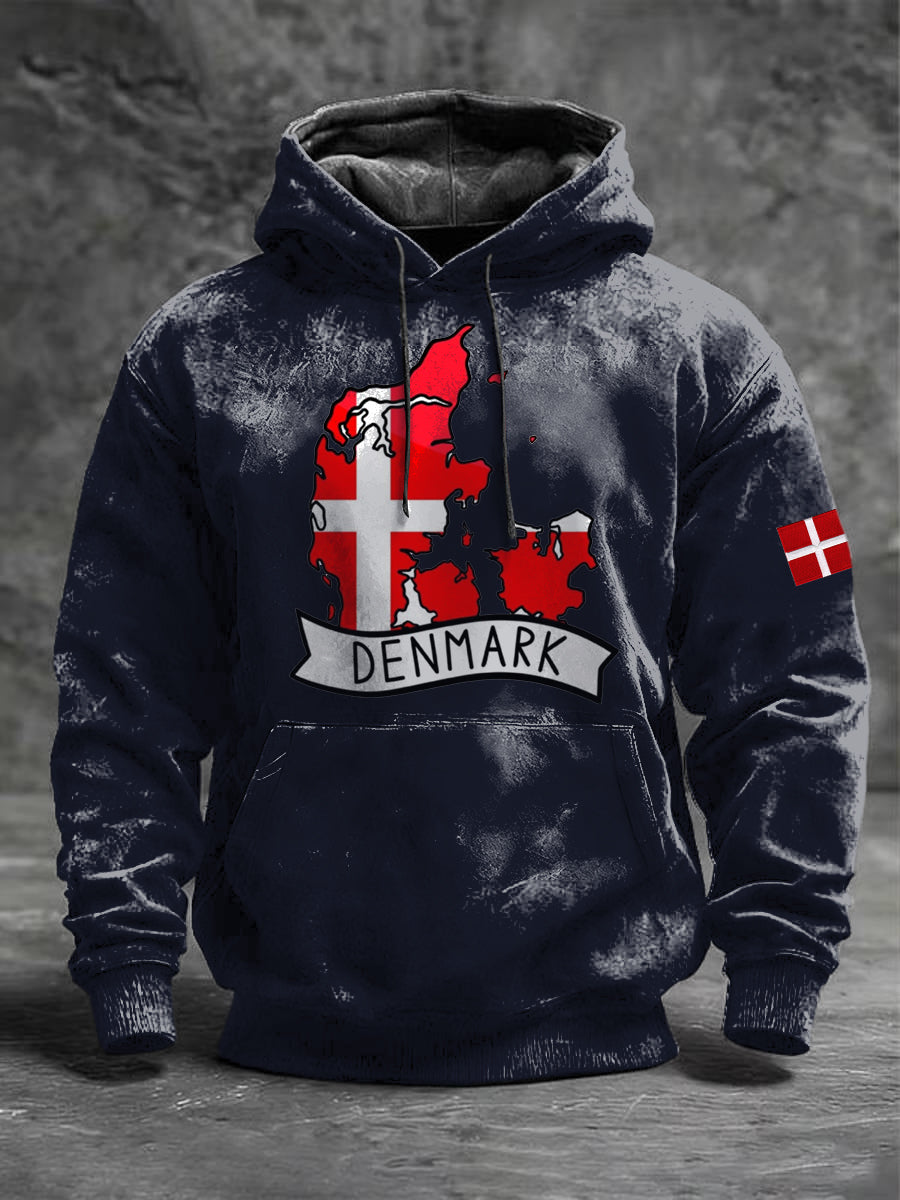 Herrens slanke flåde Danmark Kort & Banner Hoodiee