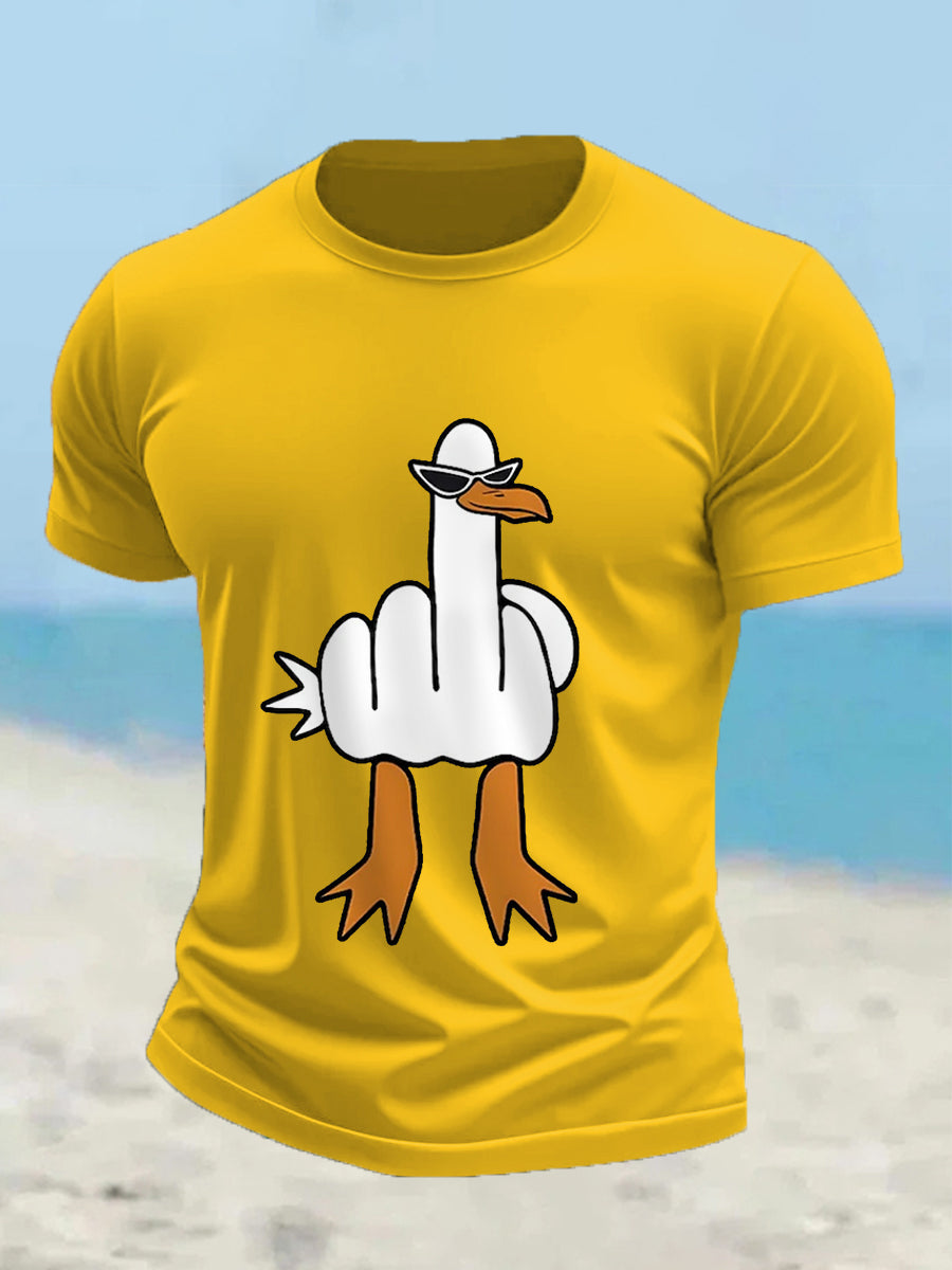 Mænds jeg ikke giver en ande sjove mellemfinger offensiv Rude Duck Print Tee