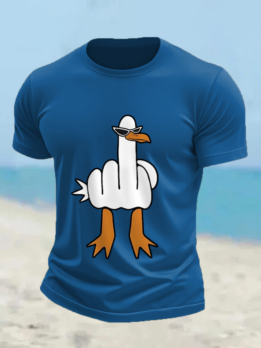 Mænds jeg ikke giver en ande sjove mellemfinger offensiv Rude Duck Print Tee