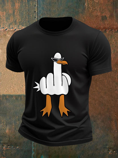 Mænds jeg ikke giver en ande sjove mellemfinger offensiv Rude Duck Print Tee