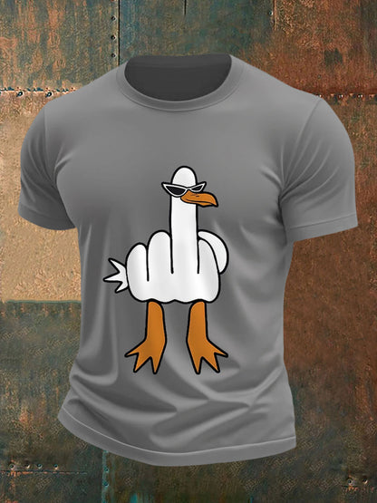 Mænds jeg ikke giver en ande sjove mellemfinger offensiv Rude Duck Print Tee