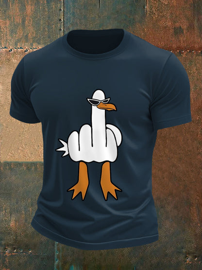 Mænds jeg ikke giver en ande sjove mellemfinger offensiv Rude Duck Print Tee
