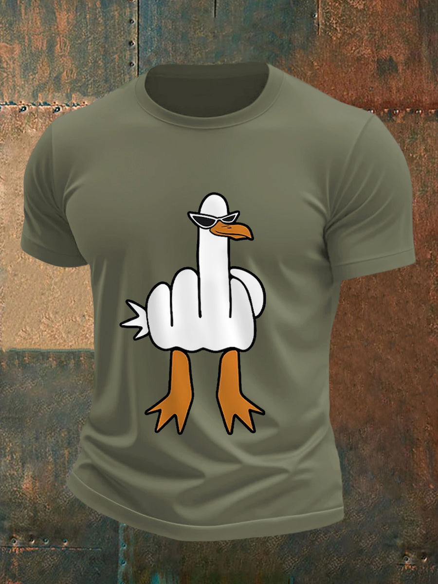 Mænds jeg ikke giver en ande sjove mellemfinger offensiv Rude Duck Print Tee
