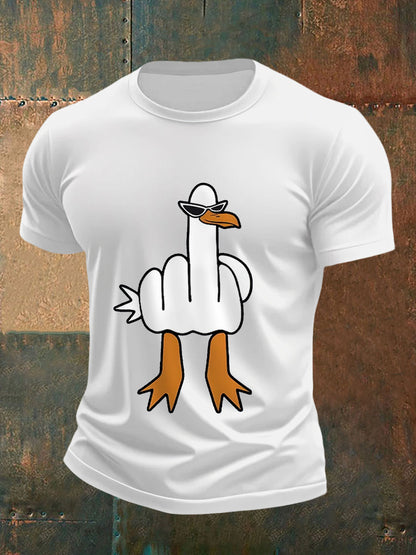 Mænds jeg ikke giver en ande sjove mellemfinger offensiv Rude Duck Print Tee