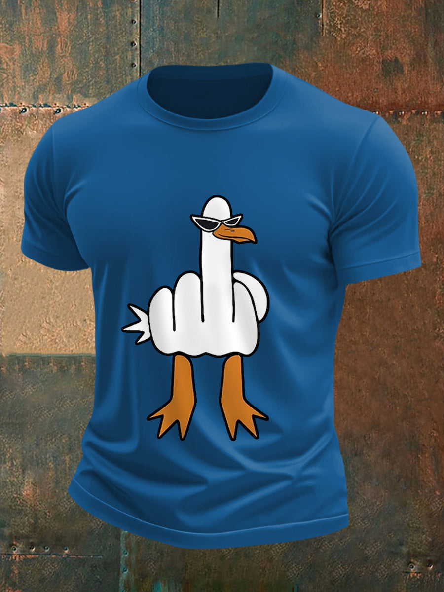 Mænds jeg ikke giver en ande sjove mellemfinger offensiv Rude Duck Print Tee