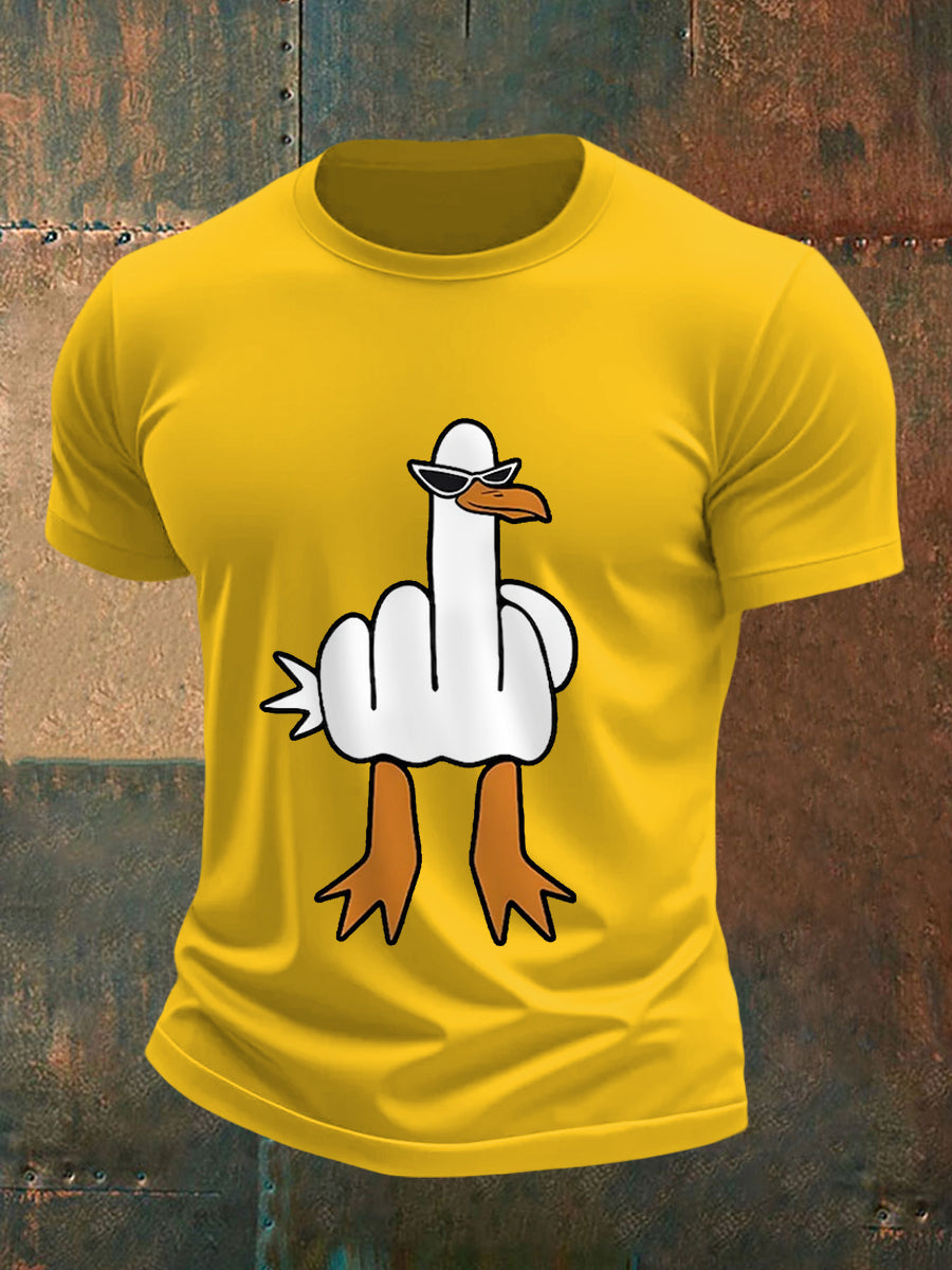 Mænds jeg ikke giver en ande sjove mellemfinger offensiv Rude Duck Print Tee